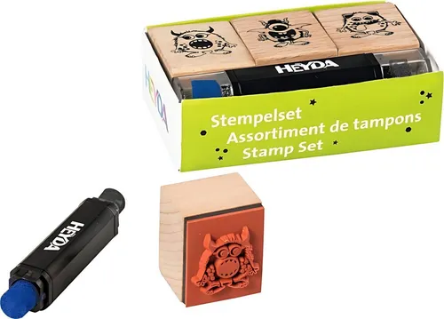 Heyda Stempel HEYDA 204888696 Stempel-Set Monster 8 x45 x25 cm Holz