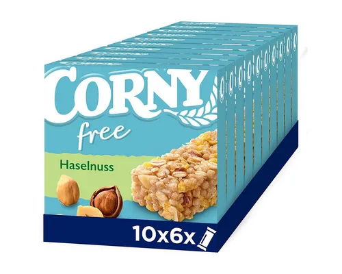 CORNY Müsli Riegel Free Haselnuss Vollkorn 10er Pack - Genießen Sie die knusprigen CORNY Müsli Riegel mit gerösteten Haselnüssen und Vollkornflocken. Ideal für den kleinen Snack zwischendurch, ohne zusätzlichen Zucker. Perfekt für eine bewusste Ernährung!
