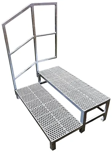 Stahltreppe Außentreppe mit Geländer, freistehend, 100 cm Breite