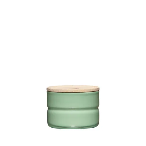Riess Vorratsdose mit Deckel Ø8cm 230ml - Slow Green - Frischhaltedosen für Lebensmittelaufbewahrung, antibakteriell und geschmacksneutral, mit hochwertigem Eschenholzdeckel, platzsparend und stapelbar.