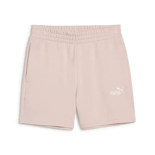 PUMA Damen ESS Small No. 1 Logo 5'' High-Waist Shorts TR - Stylische gestrickte High-Waist Shorts in Rose Quartz, ideal für Training und Freizeit, mit hohem Tragekomfort und modischem Logo.