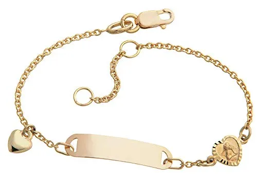 Silberketten Store Kinder Gravur-Armband Mod. IDBo-6 aus 375 Gold - Hochwertiges Gravurarmband für Kinder aus 375 Gold, individuell mit bis zu 14 Zeichen pro Seite. Ideal als Geschenk zur Taufe oder für besondere Anlässe, in eleganter Geschenkverpackung.