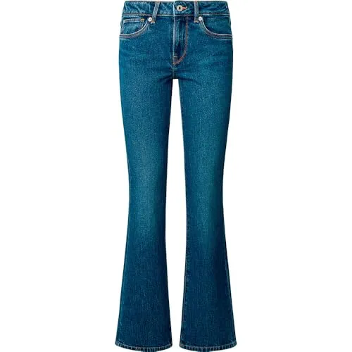 Pepe Jeans Damen Bootcut Lw Jeans, Blau (Denim-Ee3) - Jeans mit Bootcut-Schnitt und niedrigem Bund, aus bequemem Stretchstoff für optimale Bewegungsfreiheit und einen trendigen 90er-Jahre-Vibe.