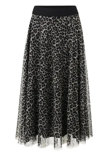 zero Damen Leorock - Figurumspielender Rock mit elastischem Bund 42, Beige/Black - Röcke für Damen, figurumspielender Schnitt mit trendigem Animal Print und elastischem Bund für hohen Tragekomfort.