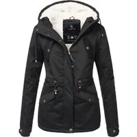 Marikoo Winterjacke Manolya – Stylischer Kurzmantel mit Teddyfell-Futter in Schwarz (M) - Hochwertiger, pflegeleichter Kurzmantel aus 100% Baumwolle mit weichem Teddyfell-Futter. Ideal für kalte Tage und modisch im Alltag. Praktische Taschen und regulierbare Kapuze sorgen für Komfort.