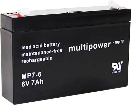 Multipower PB-6-7-4,8 MP7-6 Bleiakku 6V 7Ah Blei-Vlies (AGM) (B x H x T) 151 x 100 x 34mm Flachstecker 4.8mm Wartungsfrei