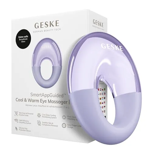 GESKE SmartAppGuided™ Cool & Warm Eye Massager | 7 in 1 | Massagegerät für die Augen | Batterielose Wärme- & Kühltechnologie | Gegen Augenringe & Tränensäcke | Anti-Aging | Profi-Hautpflege