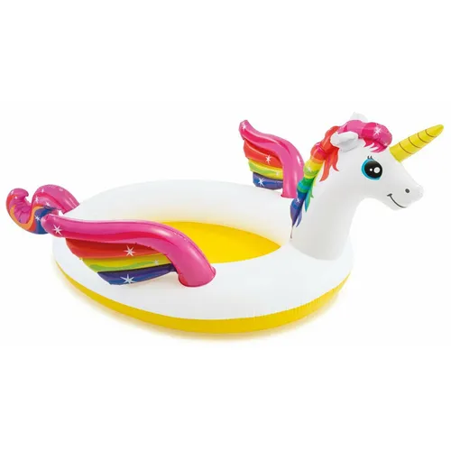 Intex 57441NP Planschbecken Einhorn Pool - Aufblasbares Planschbecken für Kinder, mit Gartenschlauch-Anschluss und einem tollen Einhorn-Design, ideal für sommerlichen Badespaß im Garten.