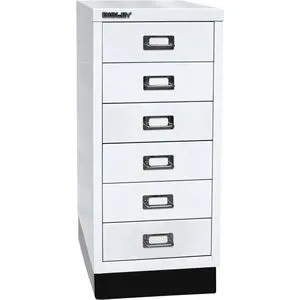 Bisley Schubladenschrank MultiDrawer - 6 Schübe aus Metall, weiß - Schubladenschrank aus Stahl für DIN A4, mit 6 leichtgängigen Schüben und Vollauszug. Ideal für Büro und Werkstatt. 5 Jahre Garantie.