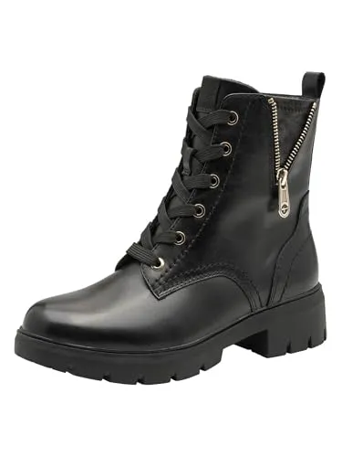 Tamaris Comfort Damen Stiefeletten mit Stretch, Schwarz (Black/Gold), 42 EU