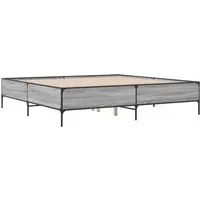 Bettgestell Grau Sonoma 180x200 cm - Hochwertiges Bettgestell aus Holzwerkstoff und stabilen Metallbeinen für optimalen Schlafkomfort. Ideal für jedes Schlafzimmer und geeignet für Matratzen der Größe 180x200 cm.