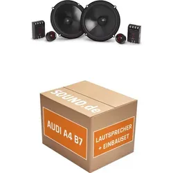 JBL Stage3 607CF Einbaupaket für Audi A4 B7 (2004-2008) - Komplettset für den Austausch der Lautsprecher in Audi A4 B7 Limousine: 2x Tief-Mitteltöner, 2x Hochtöner, inklusive Adapterringe und Stecker für einfache Installation.