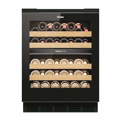 Haier Einbau-Weinkühlschrank Wine Bank 60 Series 6 – 44 Flaschen, 2 Temperaturzonen, UV-Glastür