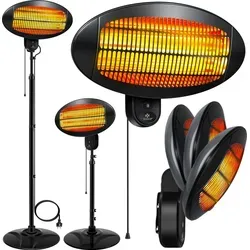 KESSER Heizstrahler 2000 W - Heizstrahler für Innen- und Außenbereich mit 3-stufiger Regelung, 45 Grad neigbar und spritzwassergeschützt (IPX4) - für sofortige Wärme und Komfort.