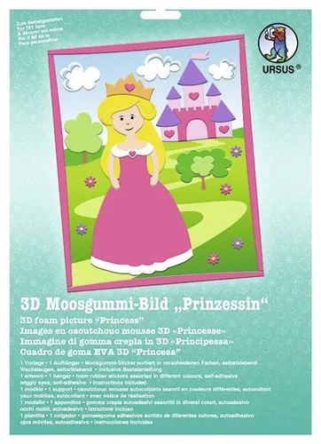 BASTELMAPPE MOOSGUMMI-BILD PRINZESSIN 3D BASTELN NEU