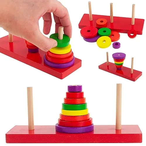 Martom HOLZBLÖCKE Pyramiden Sortierer Sortierturm aus Holzblöcken Optimal für das Trainieren der Geschicklichkeit Sortierpuzzle aus Holz EIN hölzerner, bunter Sortierer, Montessori Spielzeug