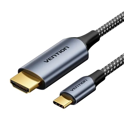 VENTION USB C auf HDMI Kabel 1m (4K@60Hz, 2K@120Hz, 1080P@144Hz), Typ C/Thunderbolt auf HDMI Kabel kompatibel mit iPad Pro/Air, iPhone 15 Serie, MacBook Pro/Air, Mac Mini, Galaxy S24/S23, usw.