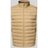 Tommy Hilfiger Regular Fit Steppweste mit Logo-Stitching in Beige, Größe XXL