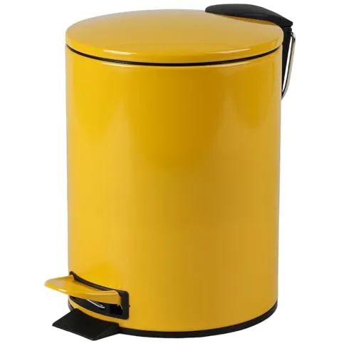Urban Living 3 Liter Tret-Mülleimer Kosmetikeimer Tretmülleimer mit Absenkautomatik - herausnehmbarer Einsatz mit Henkel (Gelb)
