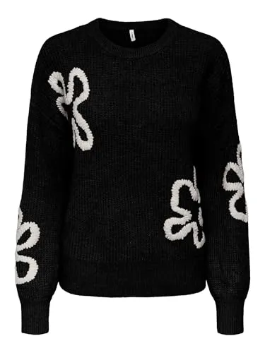 ONLY Strickpullover ONLDAISY LS STITCH O-NECK KNT - Strickpullover für Damen mit raffinierten Stickereien, dehnbarer Stretch-Qualität und ideal für vielseitige Outfits – perfekt für jeden Anlass!