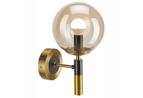 Licht-Erlebnisse Wandleuchte GARGOS, ohne Leuchtmittel, Metall Rauchglas G9 H: 26,5 cm in Gold Schwarz Kugel Schirm Modern