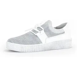 Gabor Damen Low-Top Sneaker - Damen-Sneaker mit Wechselfußbett und Best Fitting für optimalen Komfort. Ideal für Freizeit und Sport, in elegantem Grau/Weiß/Silber.