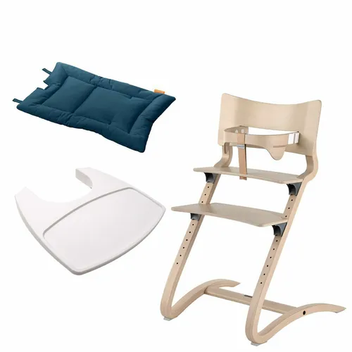 Leander Stuhl white wash + Bügel + Tablett weiß + Kissen dark blue ! NEU !