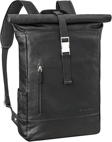 STILORD 'Harriet' Vintage Rolltop Rucksack - Eleganter Rucksack aus hochwertigem Echtleder mit Rolltop-Design, ideal für Notebooks bis 17 Zoll – perfekt für stilbewusste Abenteurer!