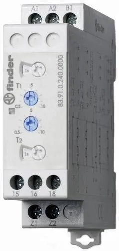 Finder 83.91.0.240.0000 Zeitrelais Multifunktional - Kategorie: Schalter. Vielseitiges Zeitrelais mit einstellbaren Zeitbereichen von 0,05 s bis 10 d, ideal für flexible Anwendungen im Elektrotechnikbereich.