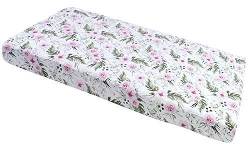 Medi Partners Spannbettlaken 60x120 Baby Bettlaken Kinderbett Spannbetttuch 100% Baumwolle - Fitted Kinder Sheet Bettwäsche Babymatratze Schlafsack Babybett (Pinke Blumen)