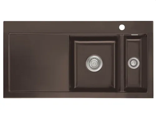 Systemceram Mera 100 Siena Keramikspüle - Keramikspüle in Dunkelbraun mit Handbetätigung, ideal für Unterschränke ab 60 cm, bietet eine elegante und funktionale Lösung für Ihre Küche.