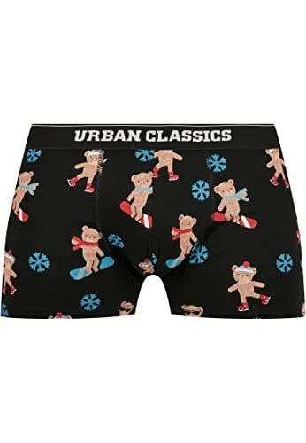 Urban Classics Herren Unterhosen Organic X-Mas Boxer Shorts 3-Pack Teddy AOP+Jasper+Navy 3XL
