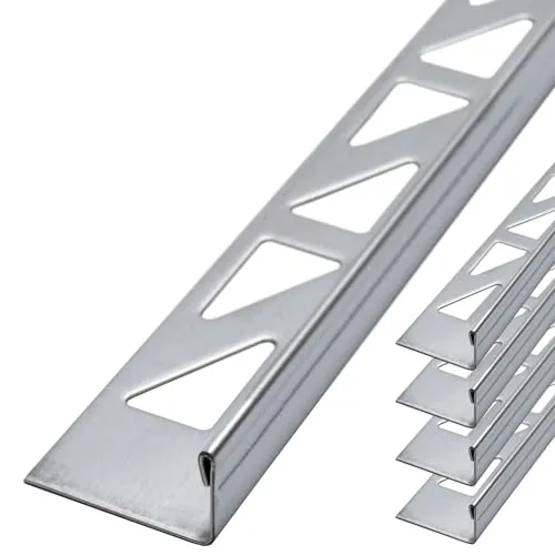 Dalsys 5x Fliesenschiene Fliesenprofil 2,5m x 10mm Edelstahl L-Profil Poliert, Fliesenprofil