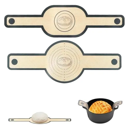LEWBDF 2 Stück Silikon Backmatte für Dutch Oven, Silikon Backmatte Brot, Wiederverwendbare Backmatte Brot, Brotbackmatte, Dauerbackmatte Brot, Leicht Zu Reinigen für Brottopf, Teigmatte