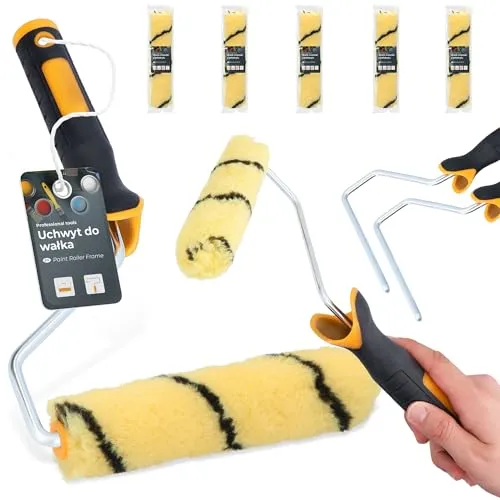 5x Farbroller 15 cm Farbwalze Ersatzrolle Malerrolle Lackierrolle Fassadenfarbe Wand Set mit 2x Farbrollerbügel Bügel Malerbedarf Anstricharbeiten Renovierung