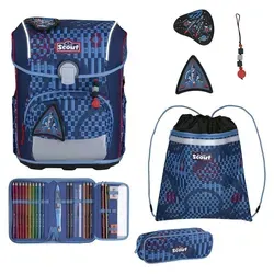 Scout Neo Exklusiv Safety Light Schulranzen-Set 5-teilig - Ergonomischer Schulranzen mit LED-Sicherheitslicht, ideal für Schulanfänger, bietet viel Stauraum und Bewegungsfreiheit für optimale Tragekomfort.