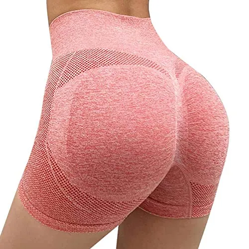 FDEETY Kurze Hose Damen Yoga Sporthose Shorts Nahtlose Laufhose Kurz Sport Leggings Fitness Gym Trainingshose Running Shorts Yogahose Sportleggins