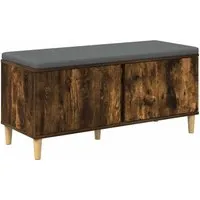 vidaXL Flurbank mit Kissen - Geräucherte Eiche 100x38x46 cm - Moderne Flurbank für den Innenbereich, kombiniert elegantes Design mit praktischem Stauraum. Bequemes, rutschfestes Kissen und abnehmbarer Bezug für einfache Pflege. Ideal für jeden Flur!