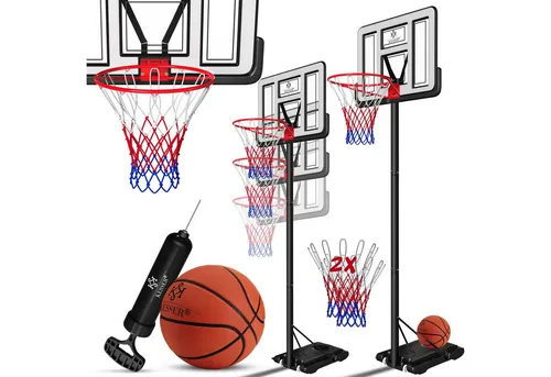 KESSER® Basketballkorb Premium mit Ständer und Rollen - Hochwertige Basketballanlage für Outdoor, höhenverstellbar von 230 bis 305 cm, stabiler Sockel befüllbar mit Wasser oder Sand, ideal für Profis und Anfänger.