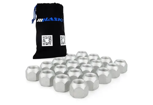 HASKYY Reifenmontagemaschine 20x Radmuttern M12x1,5 SW19 offen H15 Kegelbund 60° Dachromet