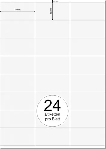 PRINTATION Papier-Etiketten (B70xH36mm) 25xA4 à 24 Eti. 1367586-NP
