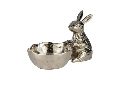 EGLO Living Dekoobjekt Ambalava, Deko Osterhase, Osterschale, Deko aus Aluminium in Silber, 25 x 16 cm