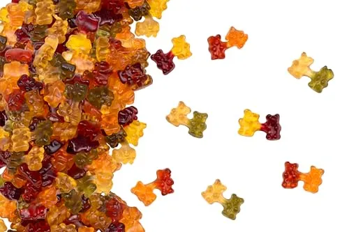 Fruchtsaft Bären Paar 1 kg – Gummibären im Paar in fruchtigem Mix, Fruchtsaftbären-Pärchen Gummibonbons mit Fruchtsaft