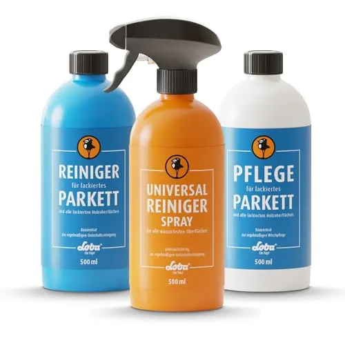 Loba Reinigungs-Set für lackiertes Parkett - Reinigungsmittel für lackiertes Parkett, sorgt für schonende Reinigung und Pflege, ideal für langanhaltenden Glanz und Schutz.