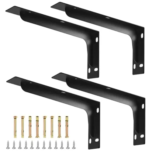 QWORK® 4 Stück Metall Regalwinkel Wandregalhalter Winkel 90 Grad Regalhalterung