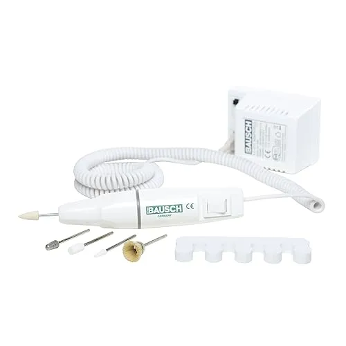 Peter Bausch 0301G Elektrisches Maniküre-/Pediküregerät - Maniküre- & Pediküre-Sets mit 5 hochwertigen Aufsätzen, ideal für die professionelle Nagelpflege zu Hause. 6-stufig regulierbare Geschwindigkeit für individuelles Feilen und Polieren.