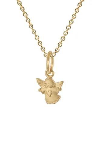 trendor Engel-Anhänger 333 Gold mit vergoldeter Silberkette für Kinder - Zierlicher Engel-Anhänger aus 8-Karat-Gold 333, ideal für Kinder. Die feine Rundankerkette aus goldplattiertem Sterlingsilber 925 sorgt für sicheren Sitz und hohen Tragekomfort. Lieferung in hochwertiger Geschenkpackung.