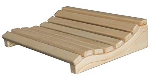 SUNNYDEALS Holz Sauna-Kopfstütze | ergonomische Sauna Kopflehne aus Espenholz | wellenförmiges Saunazubehör | Sauna Nackenkissen ca. 29 x 37 x 8 cm