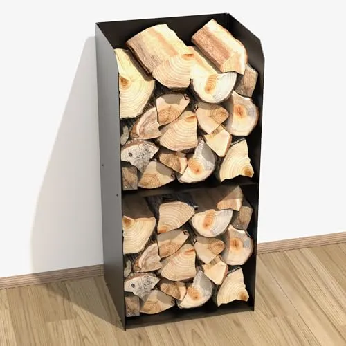 teileplus24 BHS6 Kaminholzregal | Edles Metallregal im Industrial Look