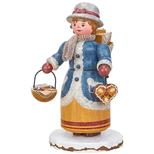 Hubrig Volkskunst Räuchermännchen Winterkinder Lebkuchenhändlerin - 20 cm - Nussknacker mit traditioneller Handwerkskunst, perfekt für eine festliche Weihnachtsdekoration und bringt nostalgischen Charme in Ihr Zuhause.
